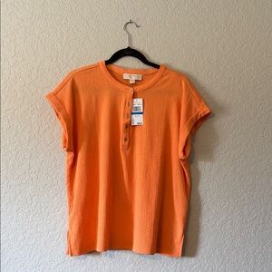 MK Michael Kors Orange Button-Up Women's Top